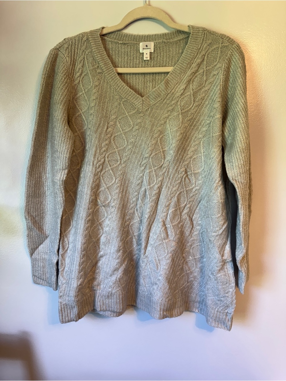Dressbarn- Grey Asymmetrical V-Neck Sweater